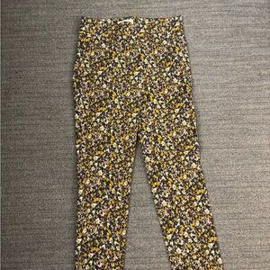 Floral Print High-Rise Skinny Pants - Mustard & Black